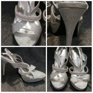 Silver Glitter Wedding Shoes *WORN ONLY ONCE *